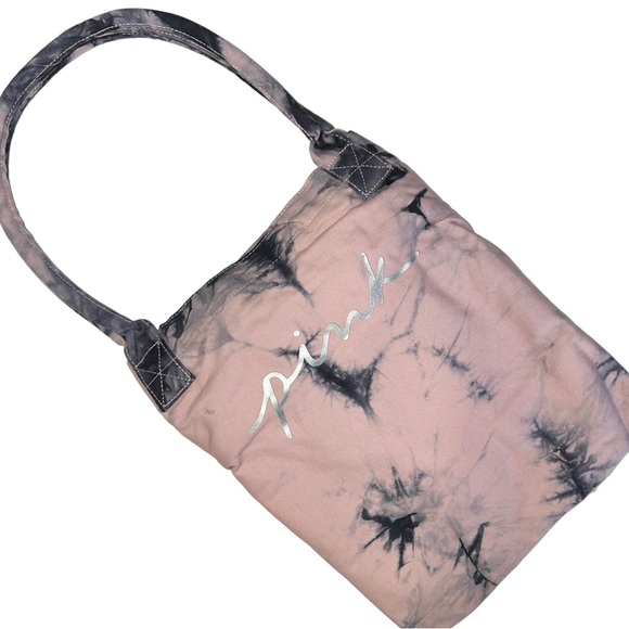 PINK Victoria's Secret XL Pink Marble Tye-Dye Logo Canvas Tote Bag - Picture 11 of 15
